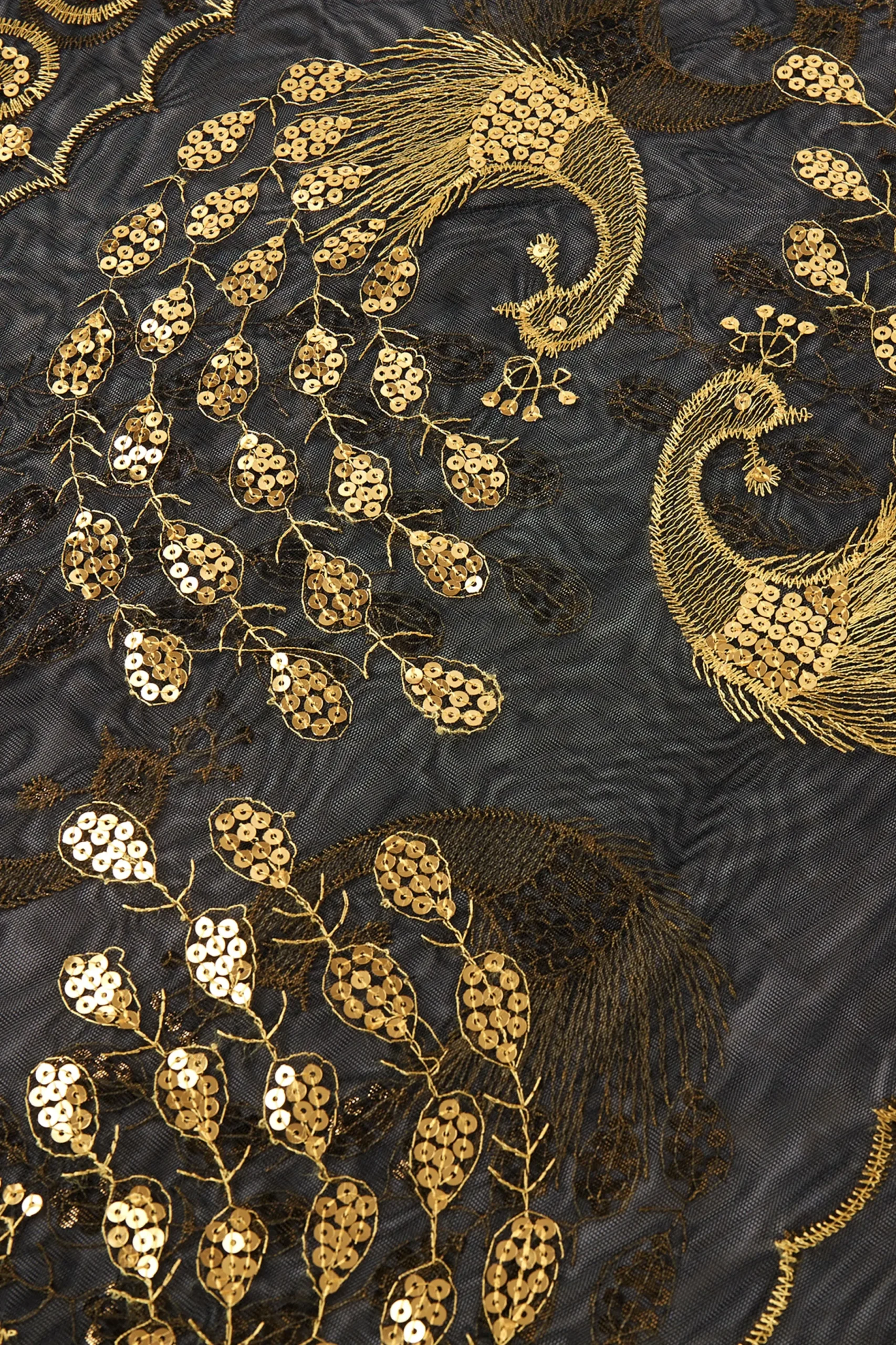 BABEYOND Shawls & Scarves | Vintage<1920s Embroidered Sequin Peacock Shawl