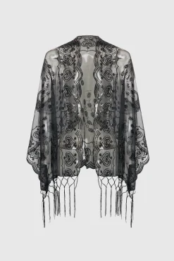 BABEYOND Shawls & Scarves | Vintage<1920s Embroidered Sequin Peacock Shawl