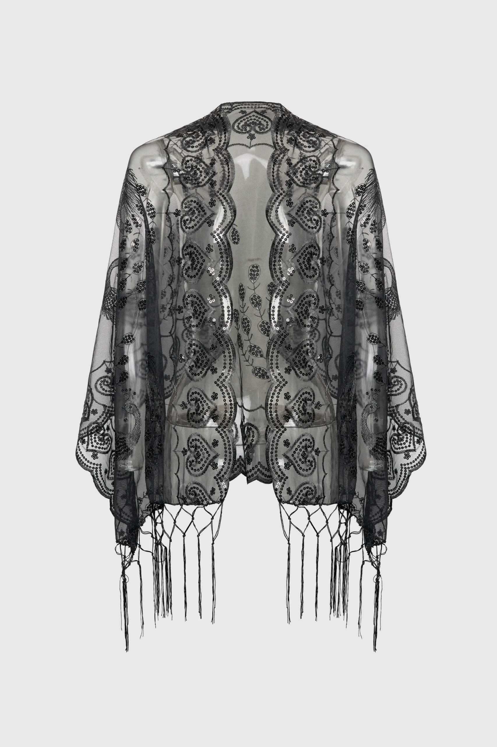 BABEYOND Shawls & Scarves | Vintage<1920s Embroidered Sequin Peacock Shawl