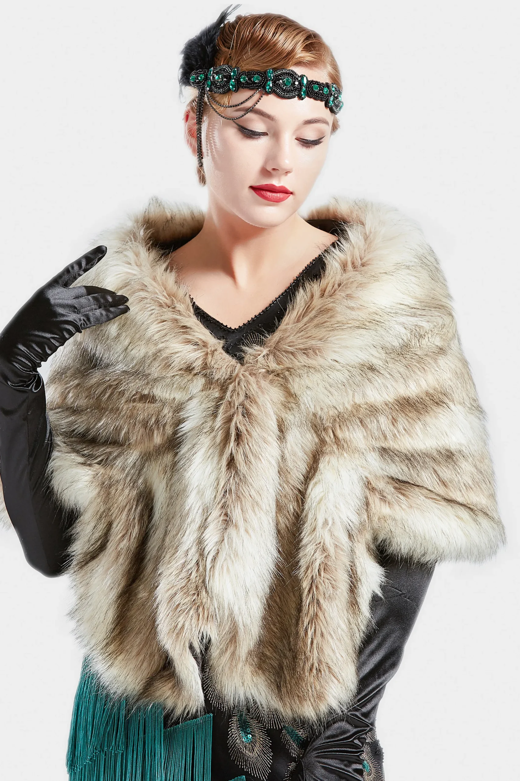BABEYOND Shawls & Scarves | Vintage<1920s Faux Fur Scarf Wrap Evening Cape