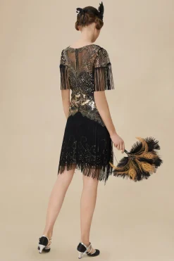 BABEYOND Flapper Dresses | Fringe<1920s Flapper Fringed Sleeves Dress