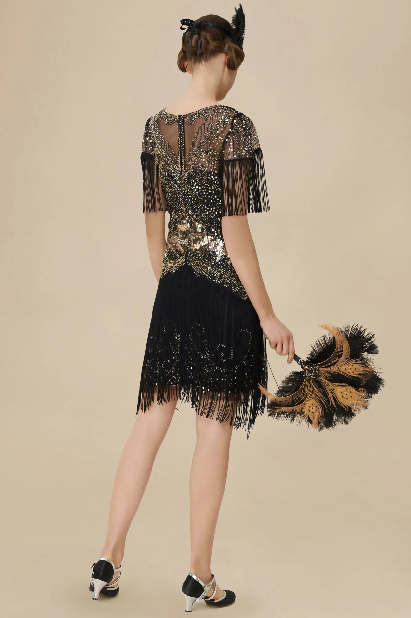 BABEYOND Flapper Dresses | Fringe<1920s Flapper Fringed Sleeves Dress