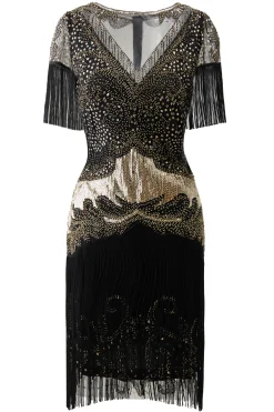 BABEYOND Flapper Dresses | Fringe<1920s Flapper Fringed Sleeves Dress