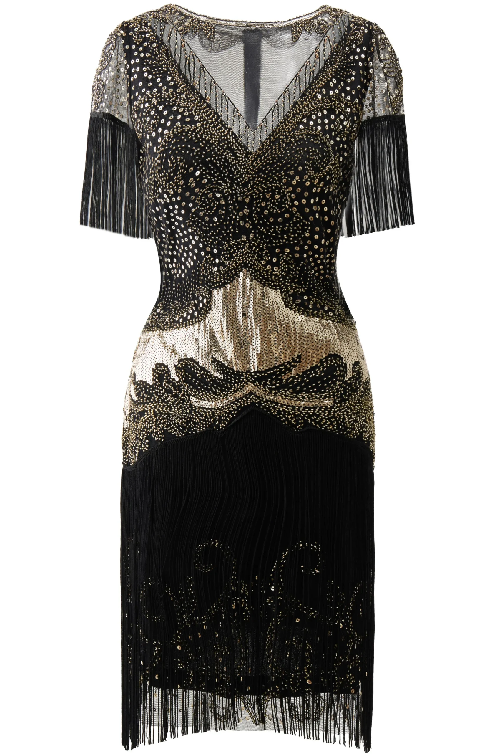 BABEYOND Flapper Dresses | Fringe<1920s Flapper Fringed Sleeves Dress