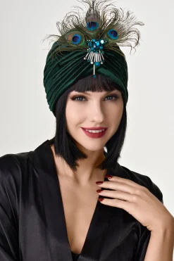 BABEYOND Hats<1920s Peacock Sequin Turban Hat