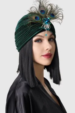 BABEYOND Hats<1920s Peacock Sequin Turban Hat