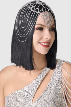 BABEYOND Rhinestone | Chain<1920s Rhinestone Chain Cage Headpiece