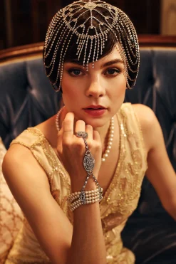 BABEYOND Rhinestone | Chain<1920s Rhinestone Chain Cage Headpiece