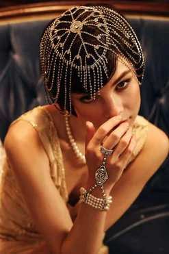 BABEYOND Rhinestone | Chain<1920s Rhinestone Chain Cage Headpiece