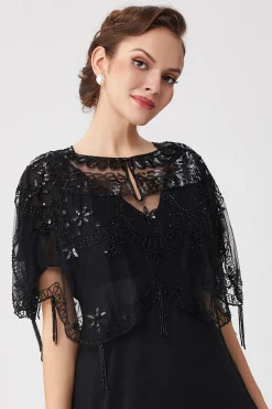 BABEYOND Shawls & Scarves | Vintage<1920s Sequin Beaded Evening Shawl