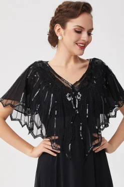 BABEYOND Shawls & Scarves | Vintage<1920s Sequin Gatsby Evening Shawl