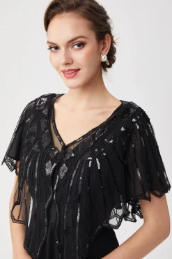 BABEYOND Shawls & Scarves | Vintage<1920s Sequin Gatsby Evening Shawl