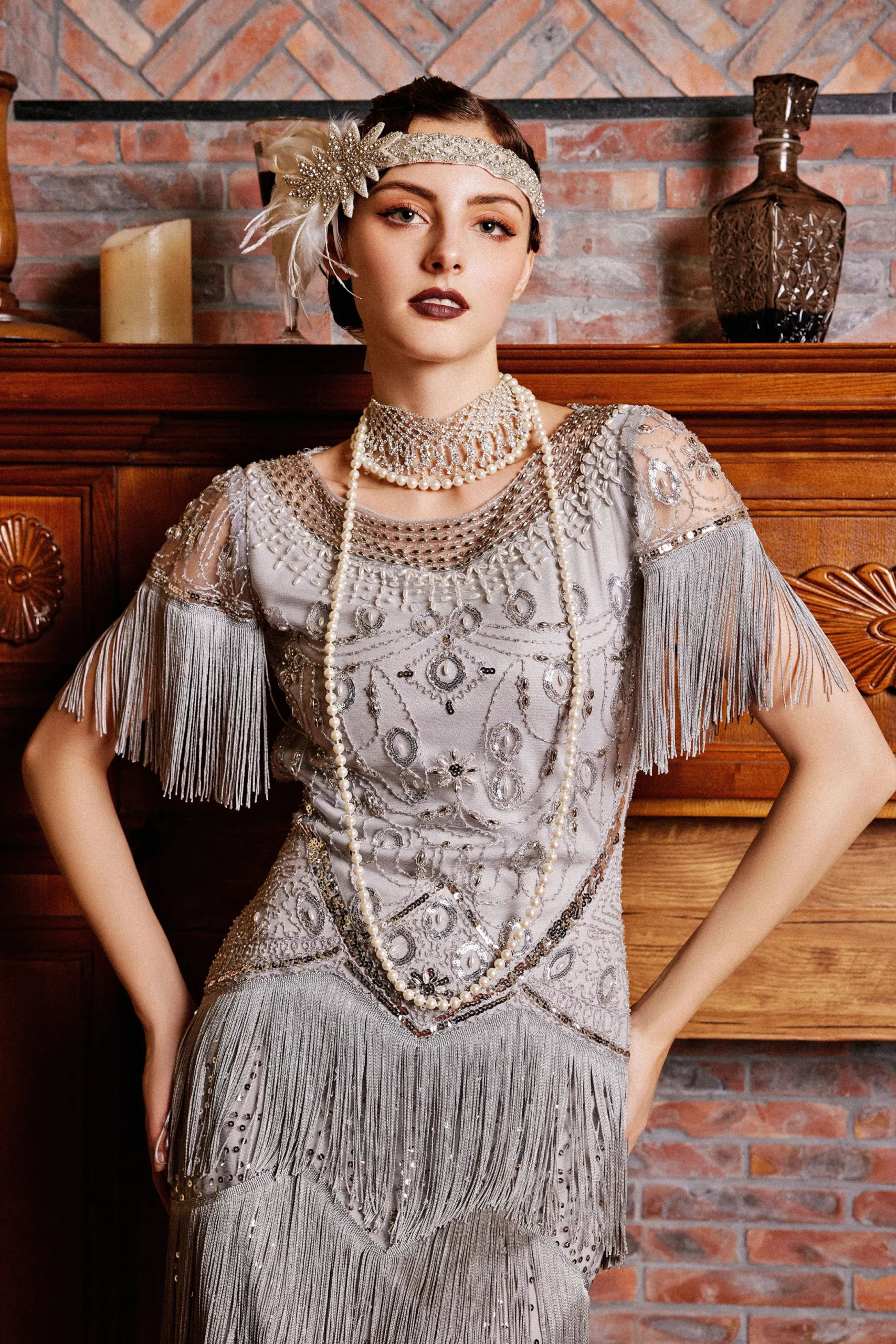 BABEYOND Feather | Feather<1920s Sparkle Crystal Leaf Feather Headband
