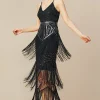BABEYOND Evening Dresses | Fringe<1920s Strap V Neck Sequin Dress With Shawl