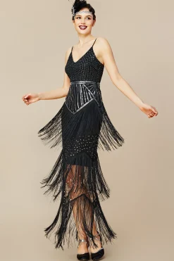 BABEYOND Evening Dresses | Fringe<1920s Strap V Neck Sequin Dress With Shawl