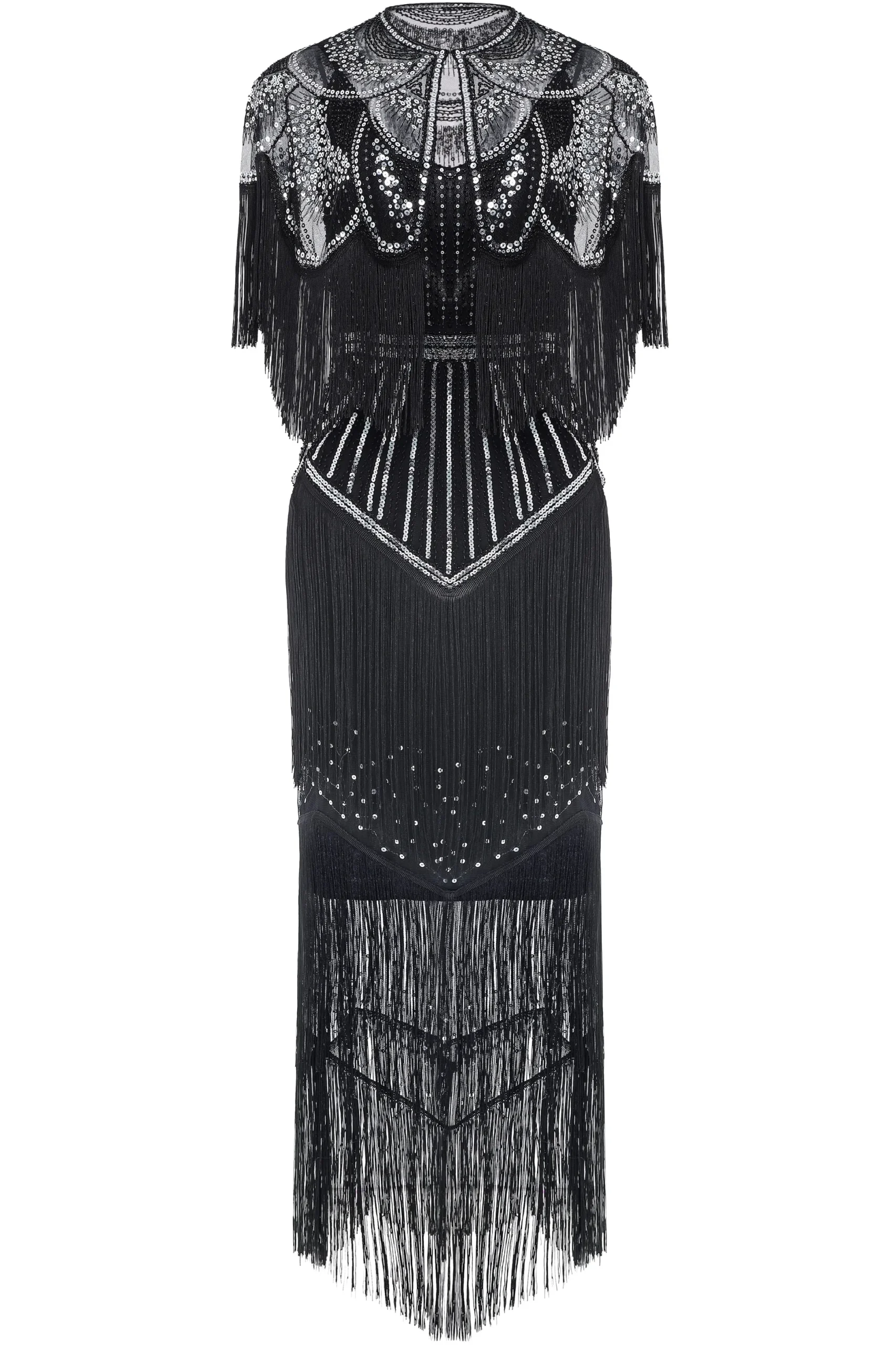 BABEYOND Evening Dresses | Fringe<1920s Strap V Neck Sequin Dress With Shawl