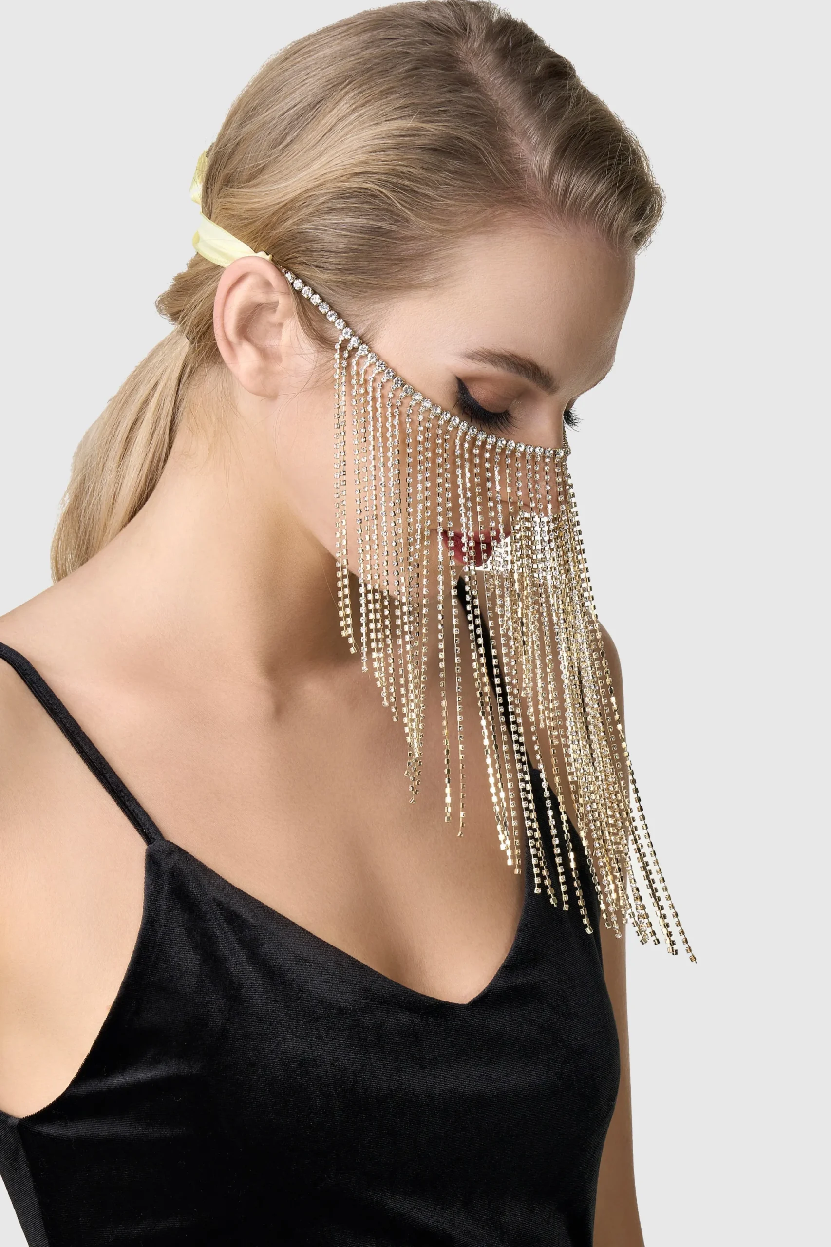 BABEYOND Rhinestone | Chain<1920s Unique Pearl Rhinestone Chain Mask