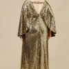 BABEYOND Plus Size<Scoop Neck Sheer Angel Sleeve Plus Size Dress