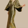 BABEYOND Evening Dresses | Sequin<Scoop Neck Sheer Angel Sleeve Maxi Dress