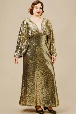 BABEYOND Evening Dresses | Sequin<Scoop Neck Sheer Angel Sleeve Maxi Dress