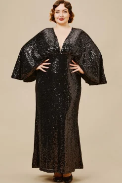 BABEYOND Plus Size<Scoop Neck Sheer Angel Sleeve Plus Size Dress