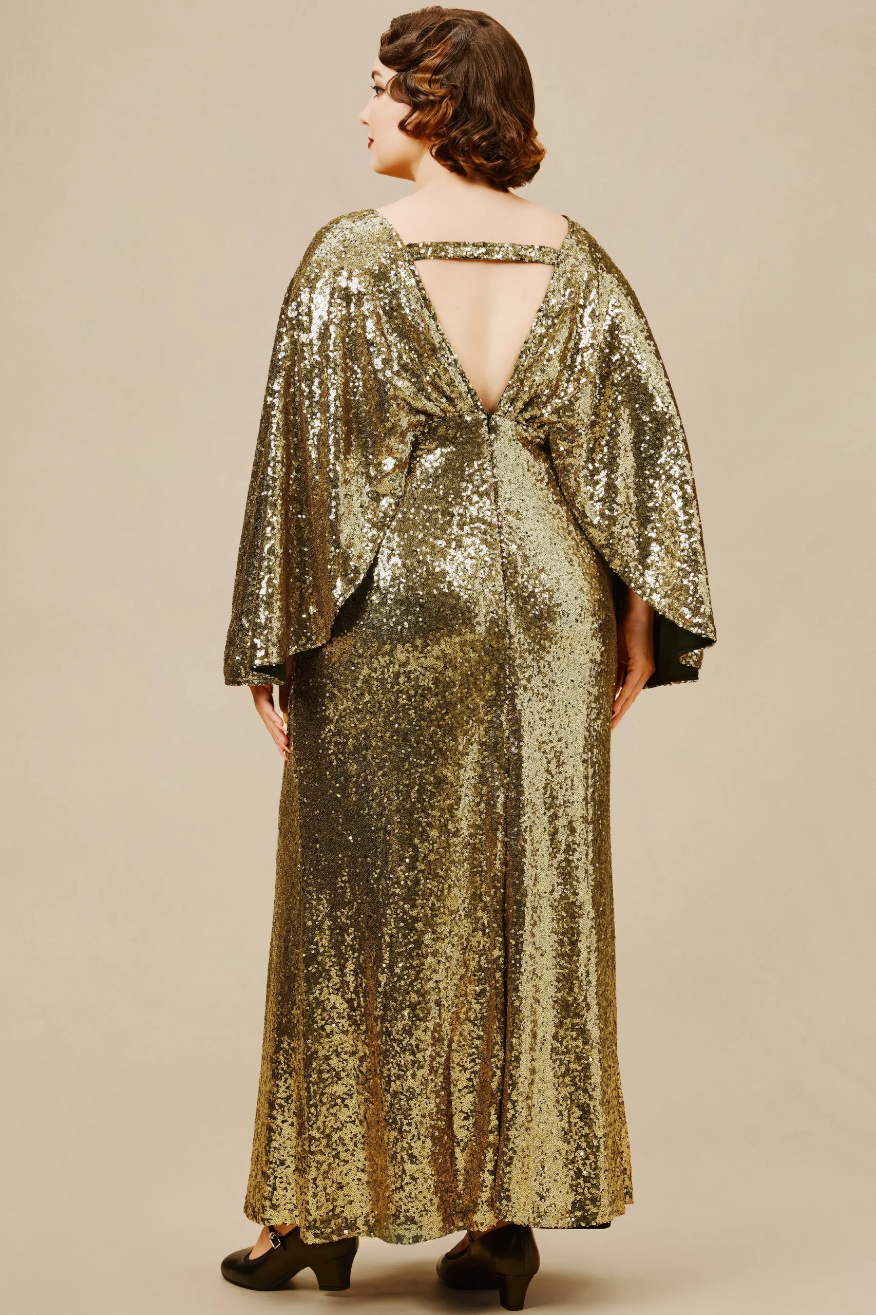 BABEYOND Evening Dresses | Sequin<Scoop Neck Sheer Angel Sleeve Maxi Dress