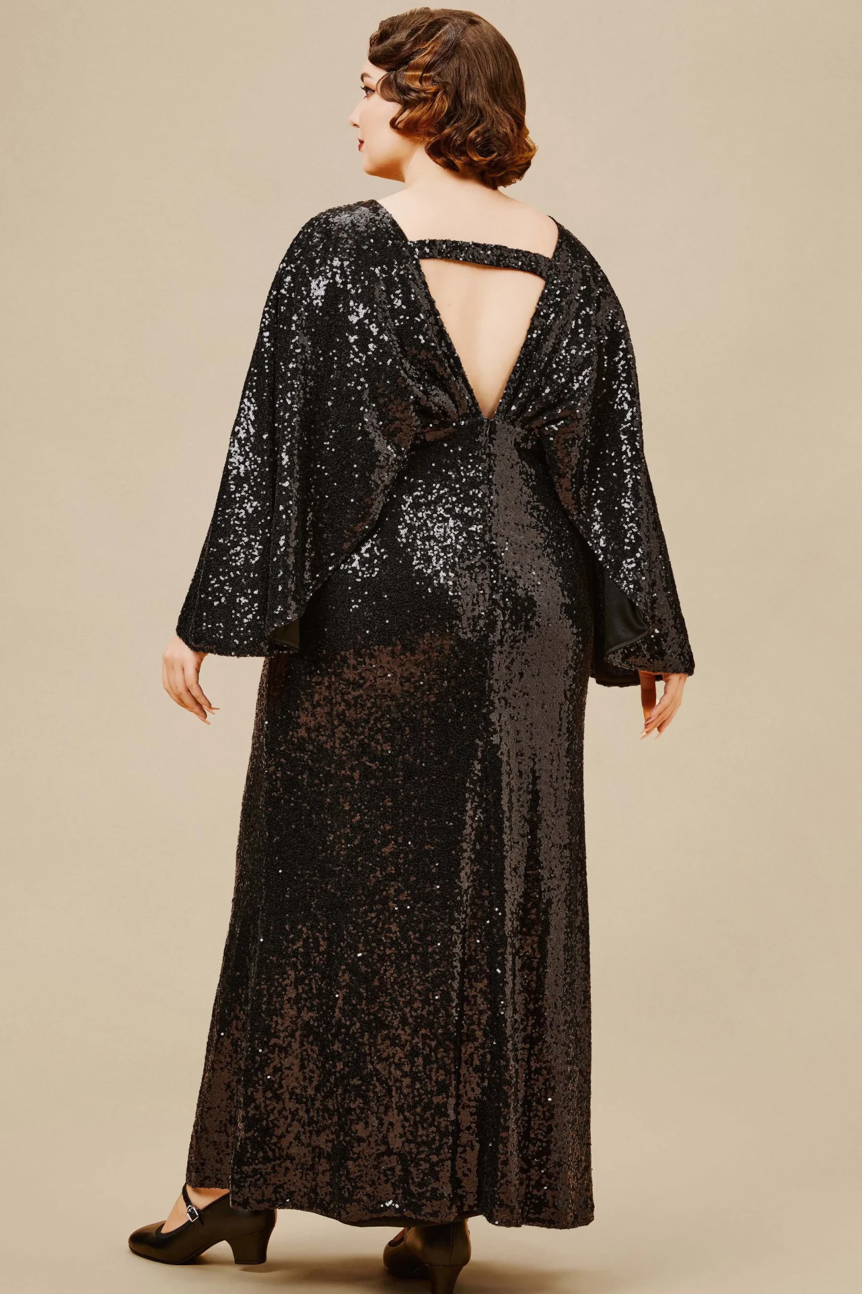BABEYOND Evening Dresses | Sequin<Scoop Neck Sheer Angel Sleeve Maxi Dress