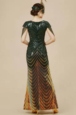 BABEYOND Bead | Ceremony<Sheer Scoop Neck Iridescent Sequin Dress