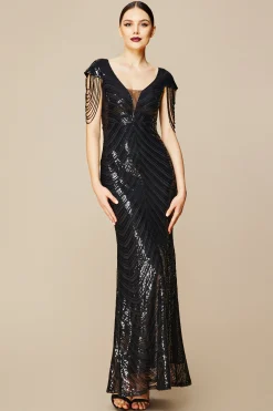 BABEYOND Bead | Ceremony<Sheer Scoop Neck Iridescent Sequin Dress