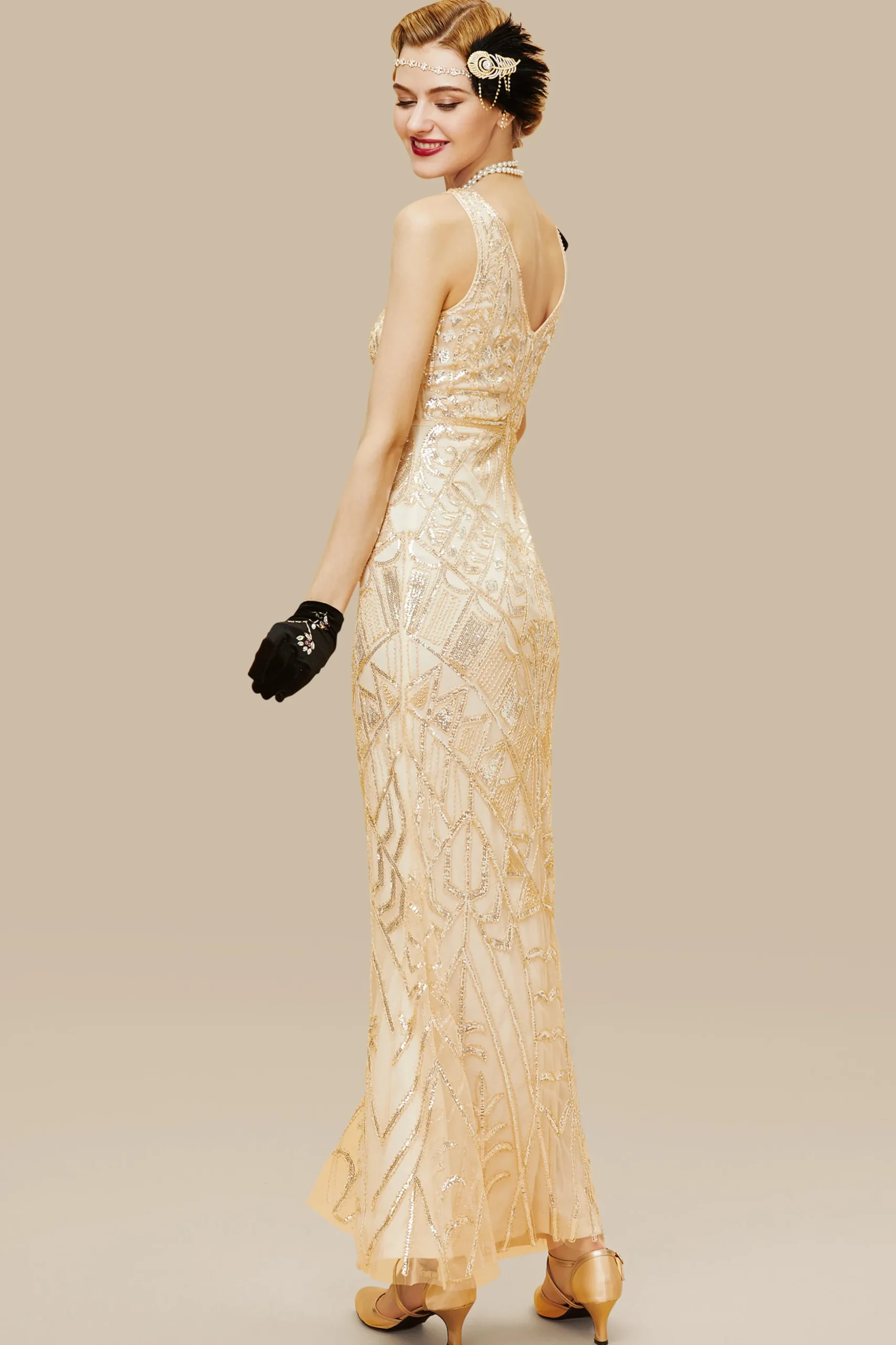 BABEYOND Prom | Evening Dresses<Sheer Scoop Neck Sequin Cocktail Dress