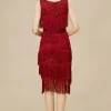 BABEYOND Flapper Dresses | Fringe<Shimmer Tiered Fringe Bias Hem Dress