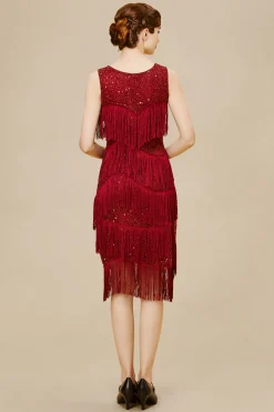 BABEYOND Flapper Dresses | Fringe<Shimmer Tiered Fringe Bias Hem Dress