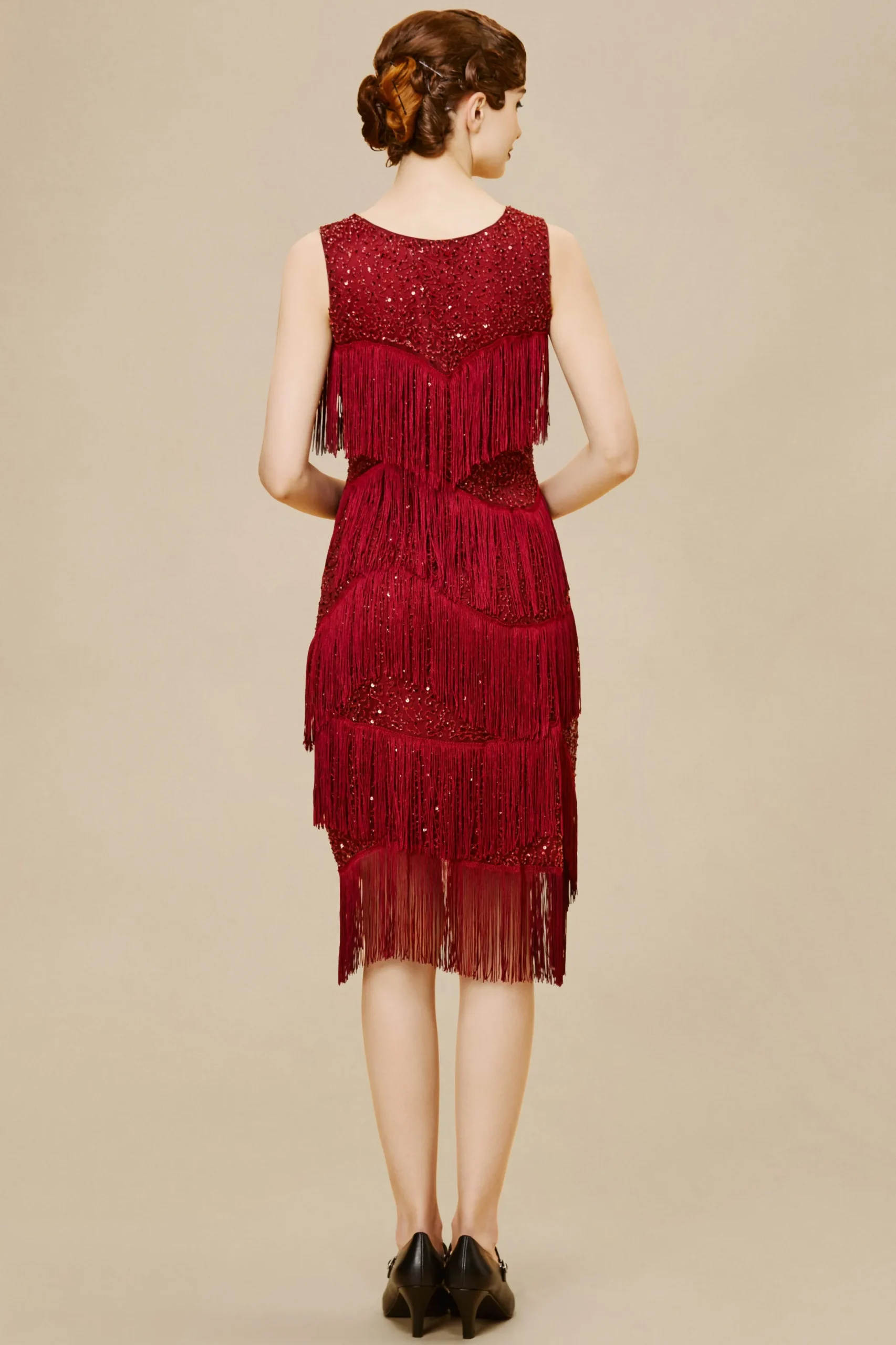 BABEYOND Flapper Dresses | Fringe<Shimmer Tiered Fringe Bias Hem Dress