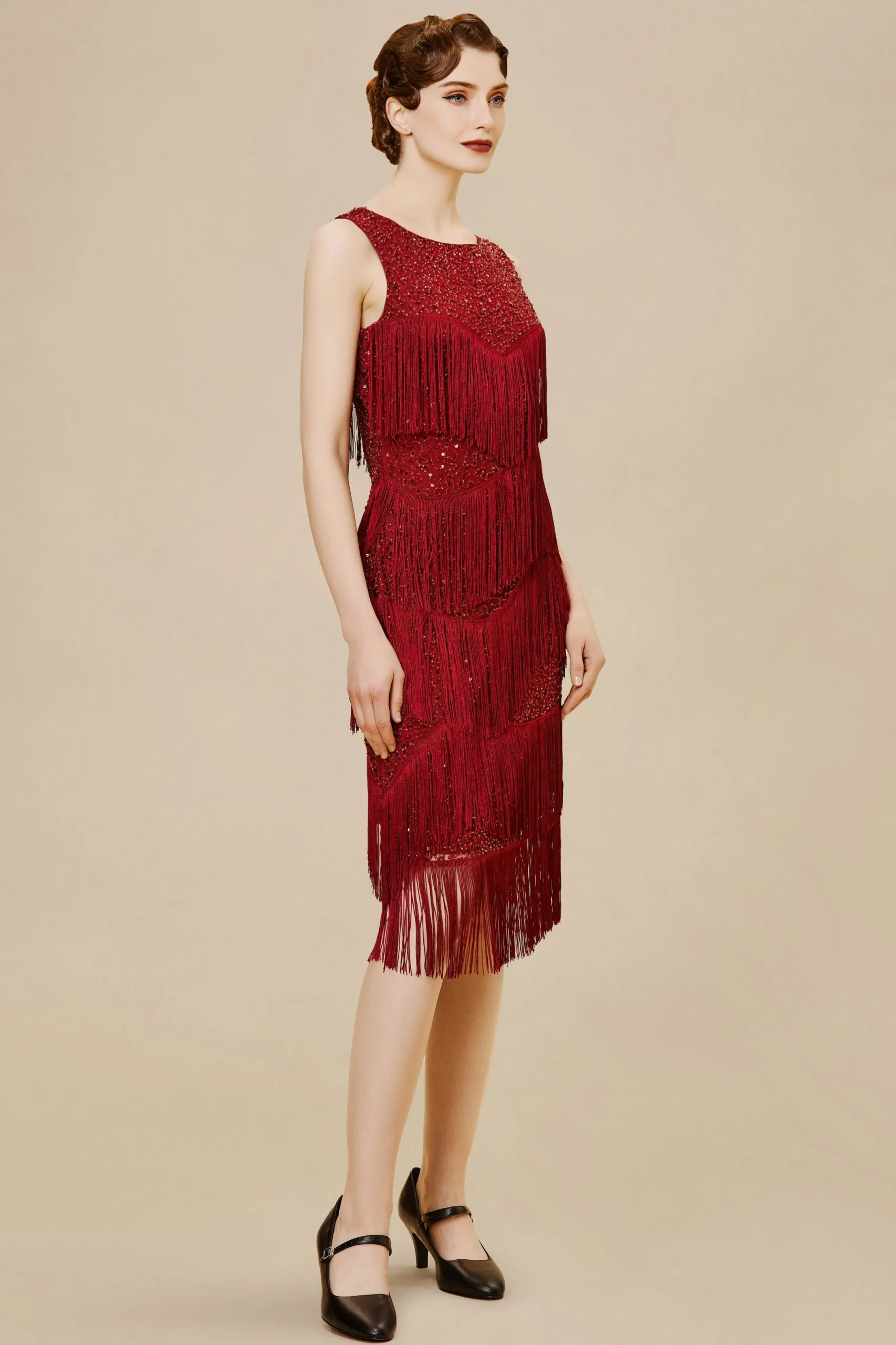 BABEYOND Flapper Dresses | Fringe<Shimmer Tiered Fringe Bias Hem Dress