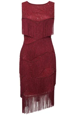 BABEYOND Flapper Dresses | Fringe<Shimmer Tiered Fringe Bias Hem Dress