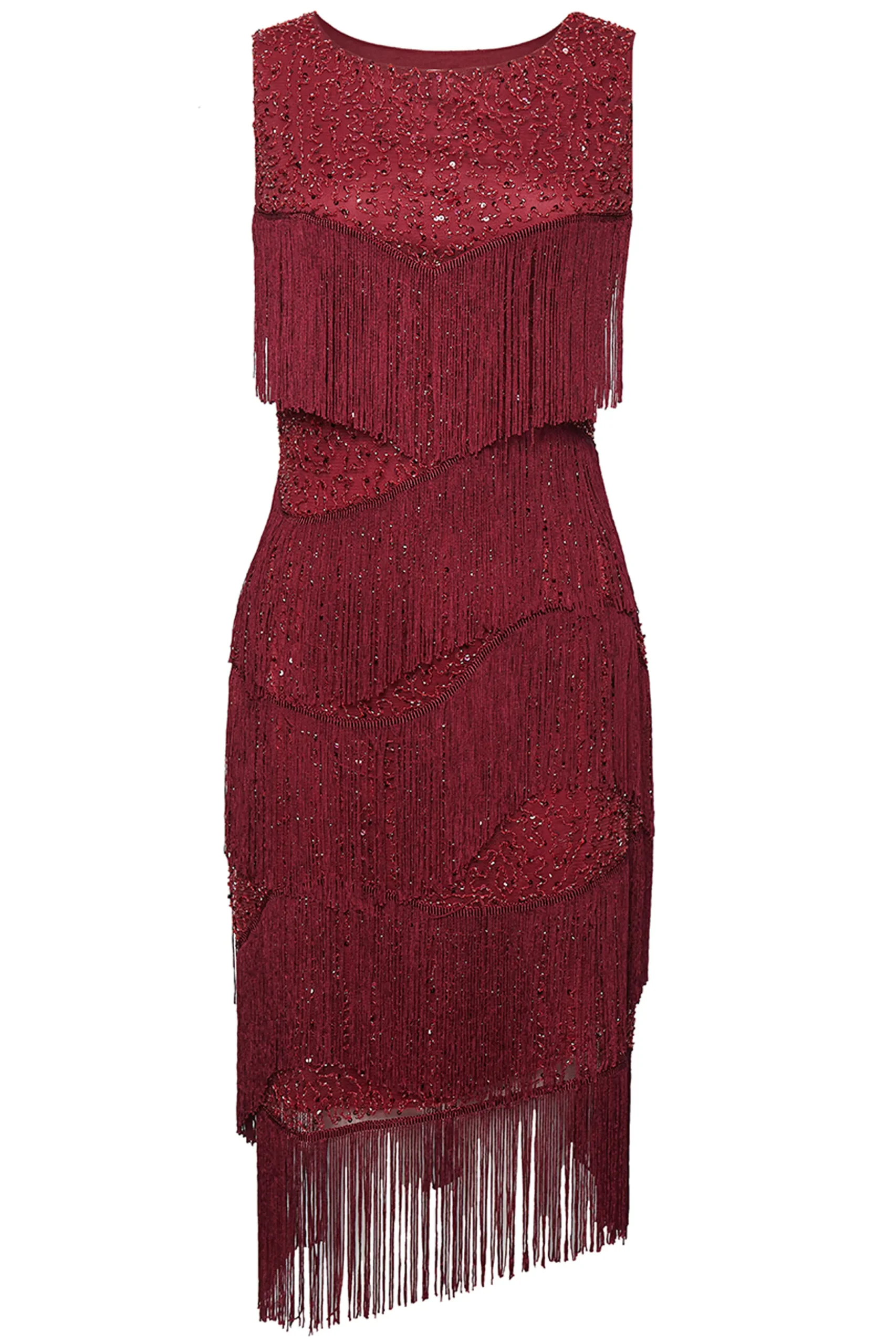 BABEYOND Flapper Dresses | Fringe<Shimmer Tiered Fringe Bias Hem Dress