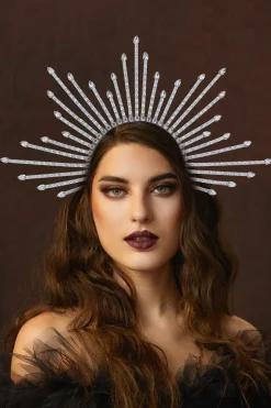 BABEYOND Halo Crown<Shining Rhinestone Sunburst Spiked Halo Crown