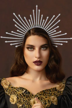 BABEYOND Halo Crown<Shining Rhinestone Sunburst Spiked Halo Crown