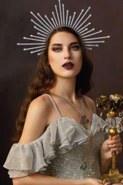 BABEYOND Halo Crown<Shining Rhinestone Sunburst Spiked Halo Crown