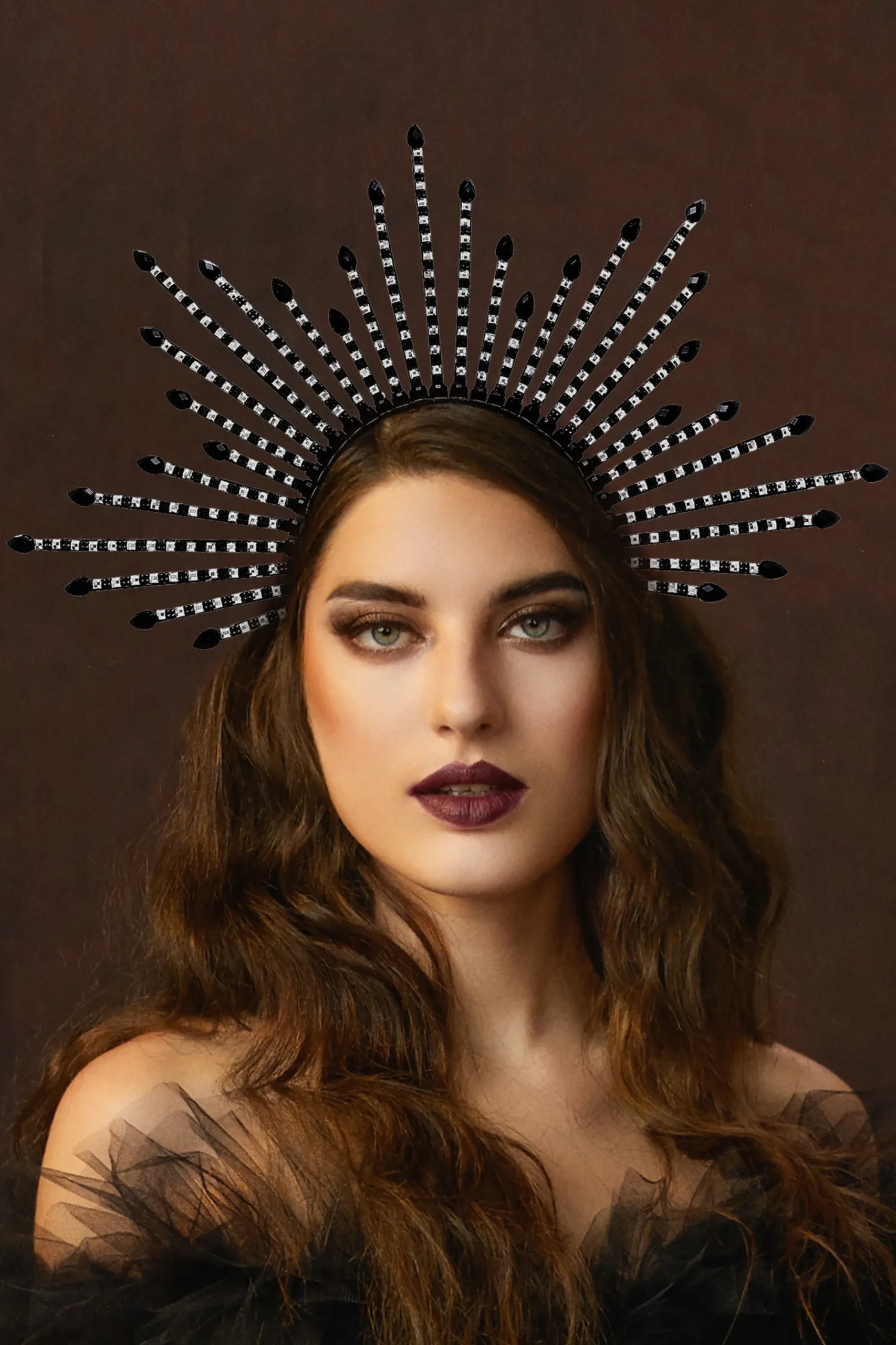 BABEYOND Halo Crown<Shining Rhinestone Sunburst Spiked Halo Crown