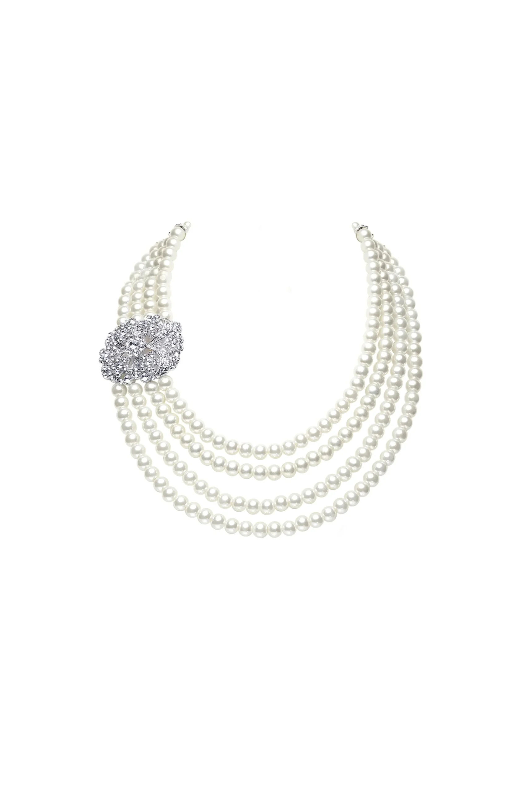 BABEYOND Necklaces | Vintage<Shiny Layered Pearl Rhinestone Necklace Set