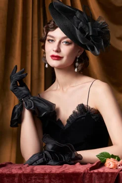 BABEYOND Gloves<Short Ruffle Satin Lace Gloves