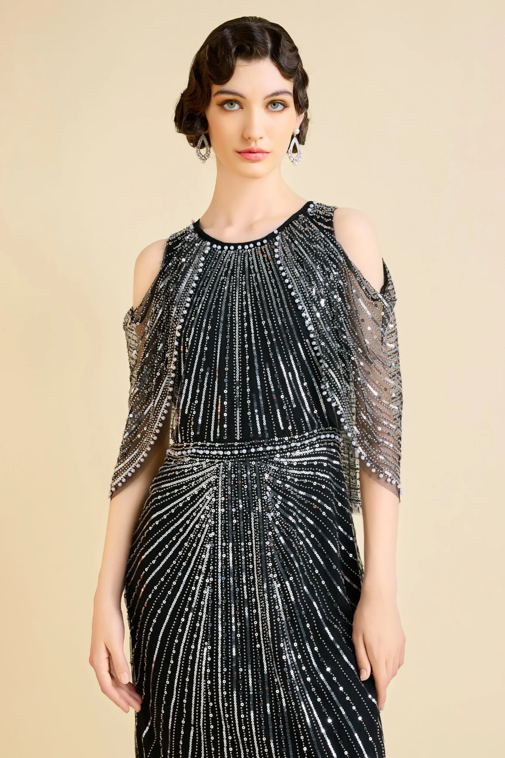 BABEYOND Evening Dresses | Formal Dresses<Sparkling Beaded Cape Sleeve Evening Gown