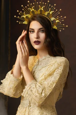 BABEYOND Halo Crown<Sparkling Butterfly Pearl Mary Halo Headband