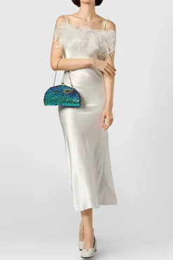 BABEYOND Handbags<Sparkly Beaded Peacock Clutch Purse