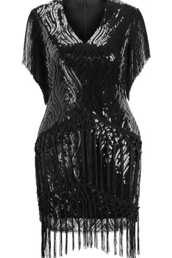 BABEYOND Plus Size<Sparkly Sequin Bodycon Flapper Plus Size Dress