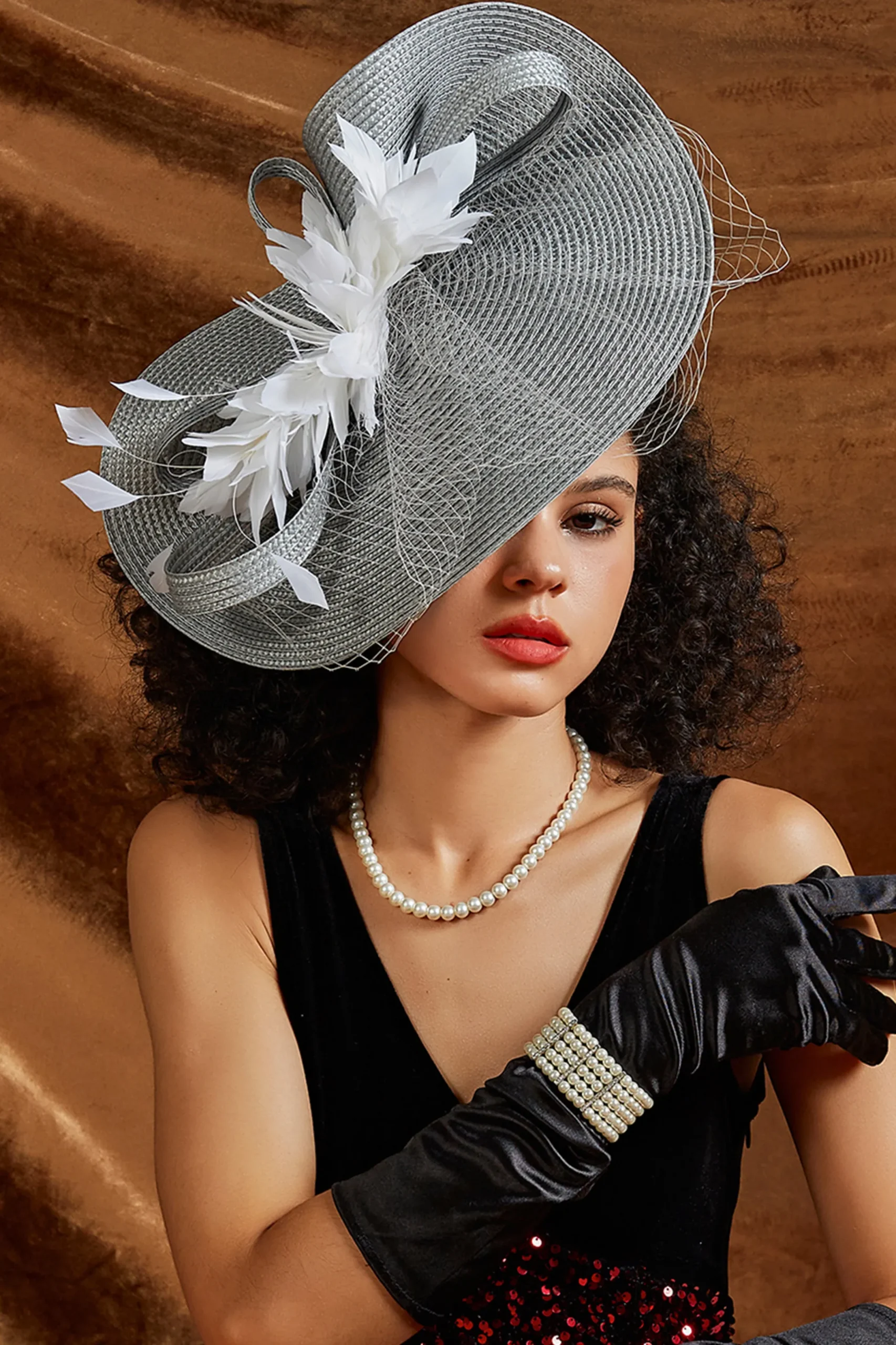 BABEYOND Fascinators<Stunning Sweep-Brim Feather Fascinator