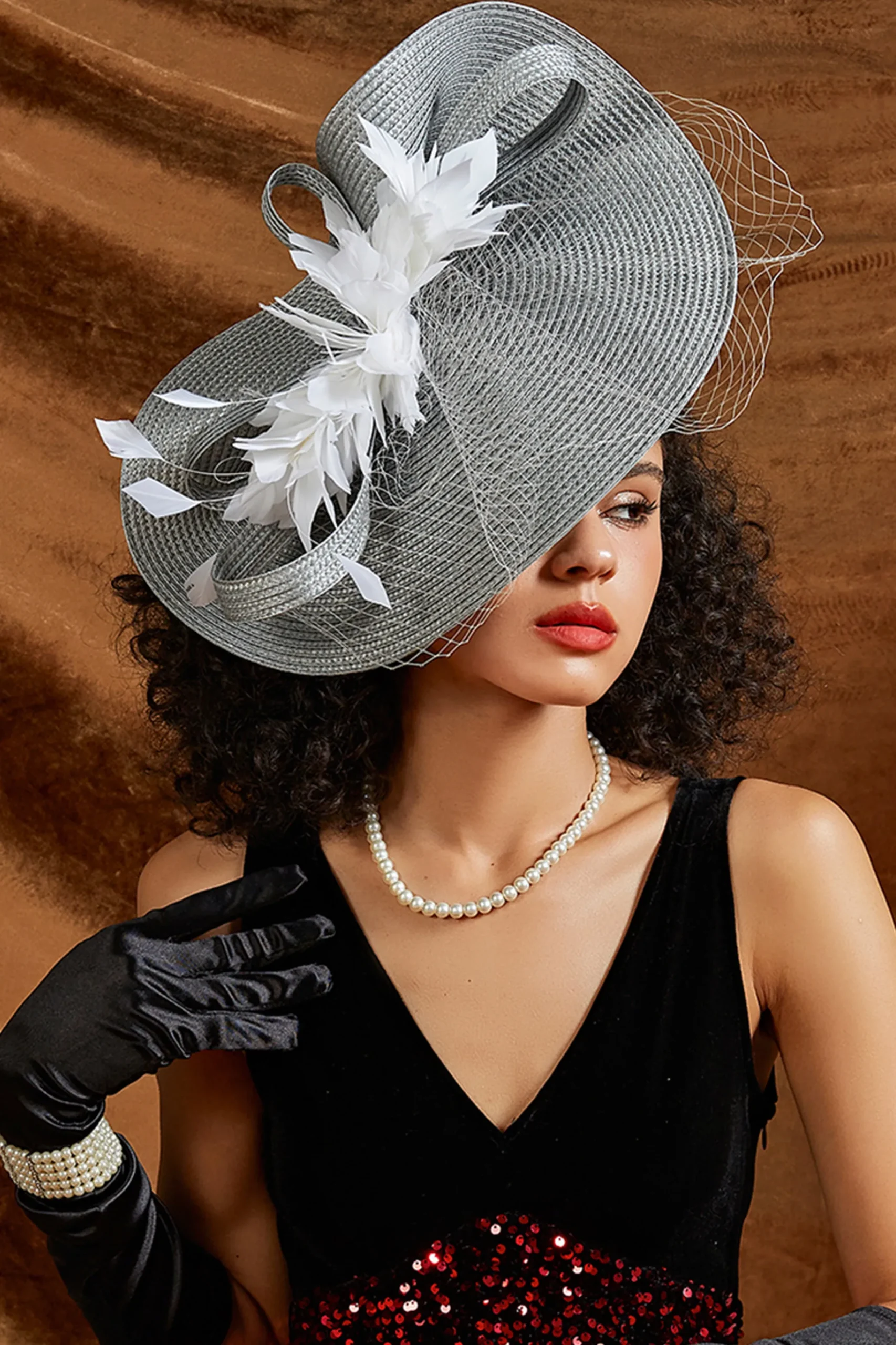 BABEYOND Fascinators<Stunning Sweep-Brim Feather Fascinator
