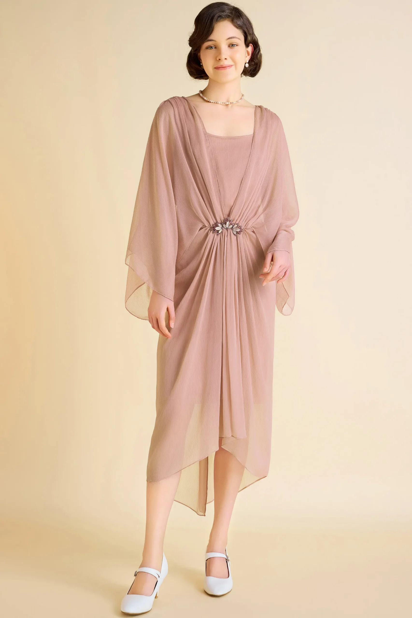 BABEYOND Day Dresses<Stylish Batwing Sleeves Pleated Day Dress