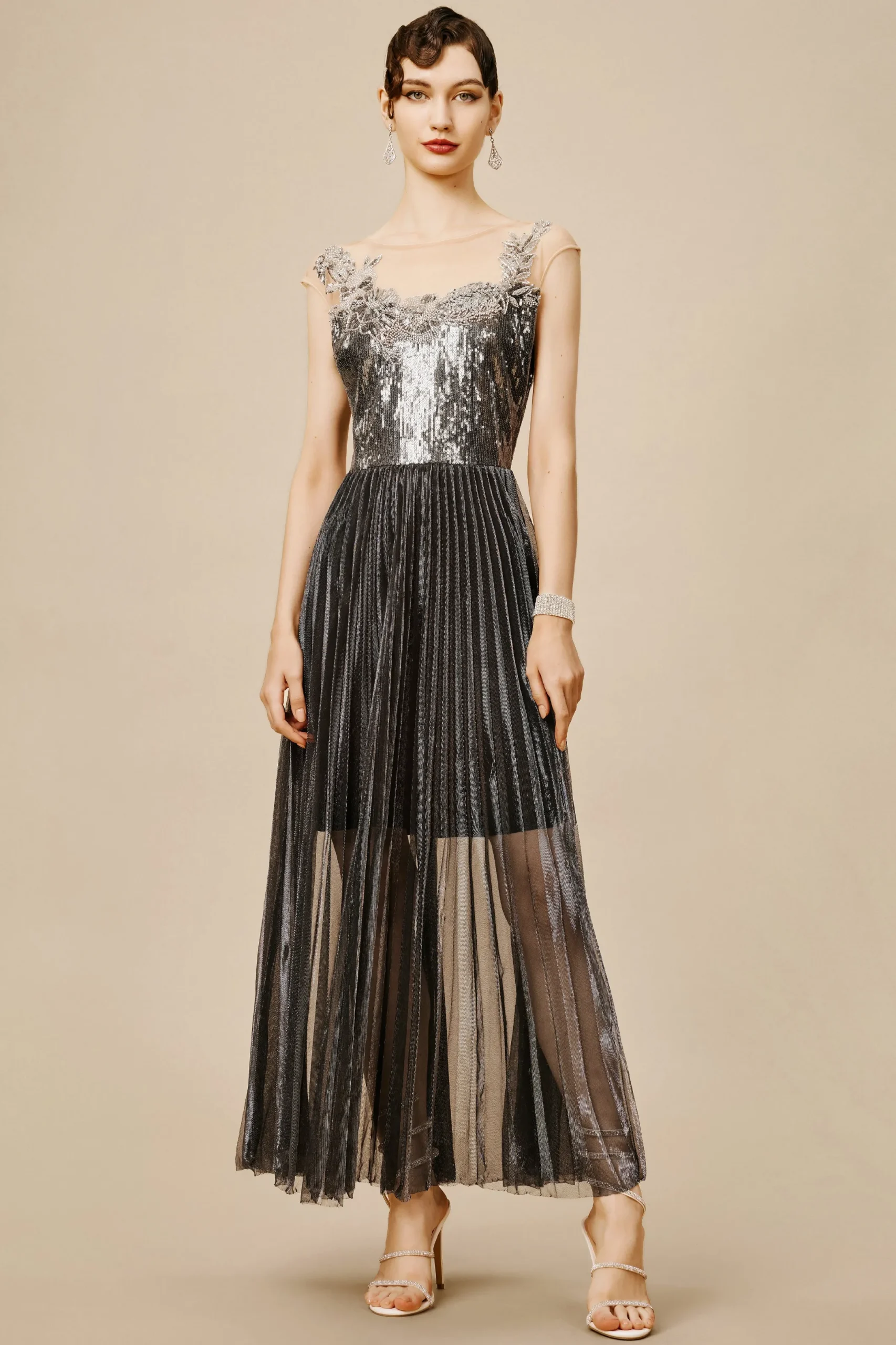 BABEYOND Sequin<The Story of an Awakening Sequins Pleating Flapper Dress
